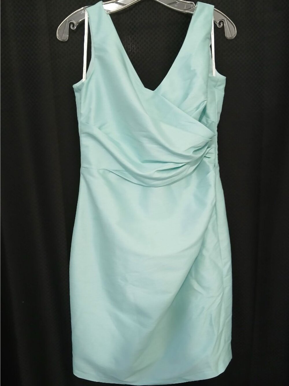 Alfred Sung Green Sleeveless Surplice Gathered Knee Dress 12 Seafoam Cocktail
